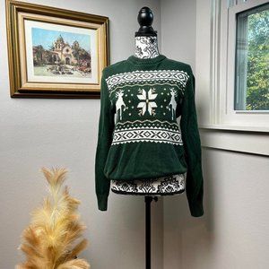 Dockers Green Reindeer Knit Sweater